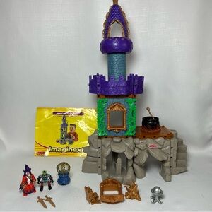 2002 Imaginext Wizard’s Tower #78331 Wizard & Goblin Rock Walls Tower Incomplete
